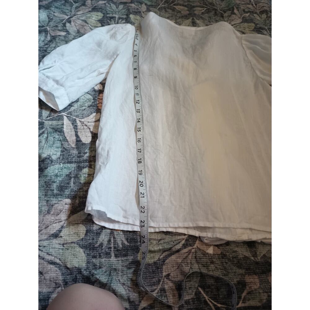 Charter Club Womens Luxury Linen Edwardian Top XS Button Cottage Old Money - Picture 8 of 9
